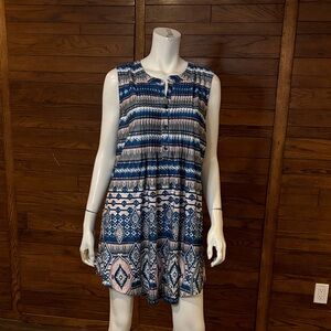 Reborn Navy and White Geometric Tank Top